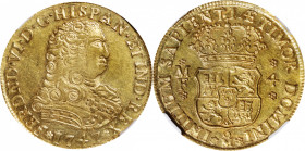 MEXICO. 4 Escudos, 1747-Mo MF. Mexico City Mint. Ferdinand VI. NGC AU-58.

Fr-14; KM-136; Cal-703; Cayon-10786; Grove-1124. One-year type. The singl...