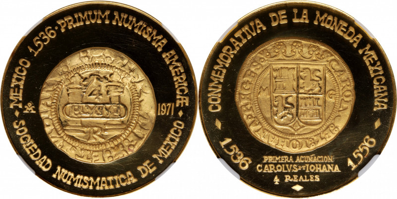 MEXICO. Mexico Numismatic Society Historic Coins Series Gold Medal, 1971-Mo. Mex...