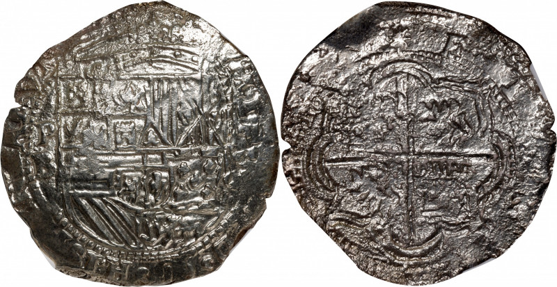 BOLIVIA. Cob 8 Reales, ND (1556-98)-PB. Potosi Mint. Philip II. NGC AU Details--...