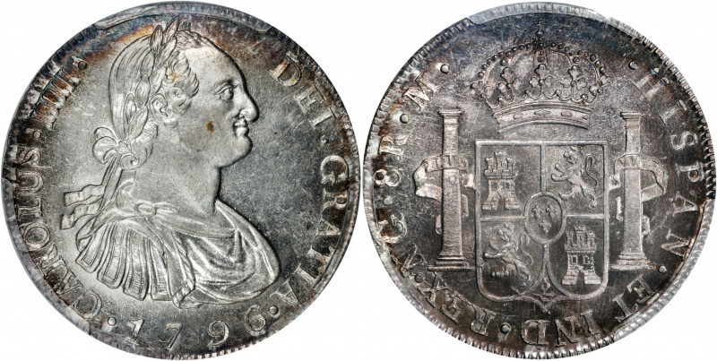 GUATEMALA. 8 Reales, 1796-NG M. Nueva Guatemala Mint. Charles IV. PCGS MS-63.
...