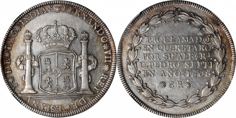 MEXICO. Ferdinand VII Silver Queretaro Proclamation Medallic 8 Reales, 1808. NGC...