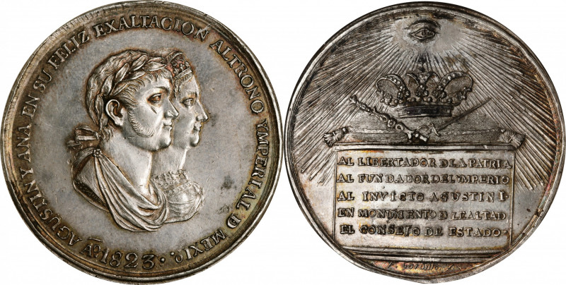 MEXICO. Augustin I Iturbide/State Council Silver Proclamation Medal, 1823. NGC M...