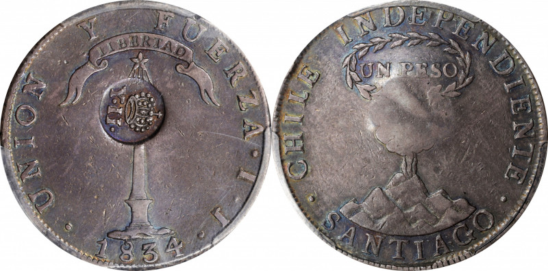 PHILIPPINES. Philippines - Chile. 8 Reales, ND (1834-37). Manila Mint. Isabel II...