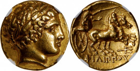 MACEDON. Kingdom of Macedon. Time of Philip II to Alexander III (the Great), ca. 340/36-328 B.C. AV Stater (8.61 gms), Pella Mint. NGC Ch EF, Strike: ...