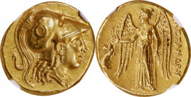 MACEDON. Kingdom of Macedon. Alexander III (the Great), 336-323 B.C. AV Stater (8.61 gms), Sardes Mint, lifetime issue, 330/25-324/3 B.C. NGC Ch AU, S...