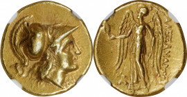 MACEDON. Kingdom of Macedon. Alexander III (the Great), 336-323 B.C. AV Stater (8.54 gms), Arados Mint, lifetime issue, ca. 325/4-324/3 B.C. NGC Ch VF...