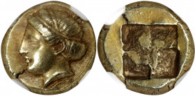 IONIA. Phokaia. EL Hekte (2.56 gms), ca. 478-387 B.C. NGC Ch AU★, Strike: 5/5 Surface: 5/5. Fine Style.

Bodenstedt-90. Obverse: Young female head l...