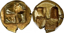IONIA. Uncertain Mint. EL Hekte (2.36 gms), ca. 625-600 B.C. NGC AU, Strike: 4/5 Surface: 5/5.

SNG Kayhan-Unlisted; SNG von Aulock-1777. Obverse: R...