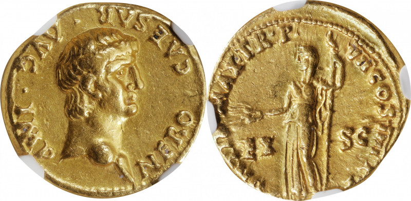 NERO, A.D. 54-68. AV Aureus (7.66 gms), Rome Mint, A.D. 60-61. NGC EF, Strike: 4...