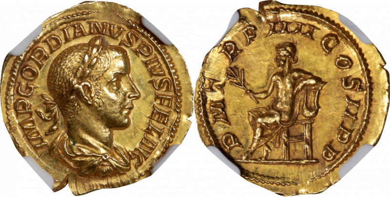 GORDIAN III, A.D. 238-244. AV Aureus (5.20 gms), Rome Mint, A.D. 241. NGC MS, St...