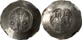 MANUEL I, 1143-1180. EL Aspron Trachy (4.46 gms), Constantinople Mint, ca. 1160-1164. NGC Ch AU★, Strike: 4/5 Surface: 4/5.

S-1959 var. (IC-XC); DO...