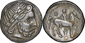 CELTIC. Eastern Europe. AR Tetradrachm (13.00 gms), "Zweigreiter" type, ca. 3rd-2nd Centuries B.C. NGC Ch EF, Strike: 5/5 Surface: 3/5.

cf. Lanz-37...