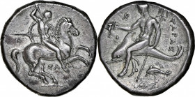 ITALY. Calabria. Tarentum. AR Didrachm (Nomos) (7.95 gms), ca. 332-302 B.C. NGC Ch EF, Strike: 5/5 Surface: 4/5. Fine Style.

HGC-1, 803; Vlasto-605...