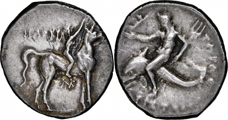 ITALY. Calabria. Tarentum. AR Didrachm (Nomos) (6.63 gms), ca. 280-272 B.C. NGC ...
