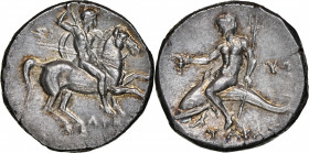 ITALY. Calabria. Tarentum. AR Didrachm (Nomos) (6.60 gms), ca. 280-272 B.C. NGC Ch AU★, Strike: 5/5 Surface: 4/5. Fine Style.

HGC-1, 883; Vlasto-72...