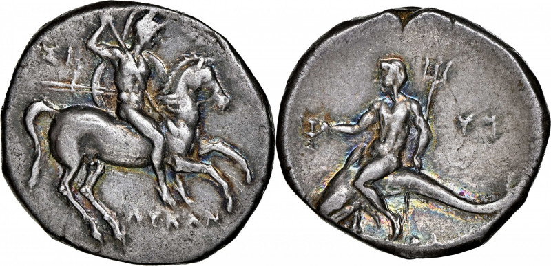 ITALY. Calabria. Tarentum. AR Didrachm (Nomos) (6.43 gms), ca. 280-272 B.C. NGC ...