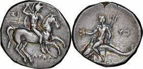 ITALY. Calabria. Tarentum. AR Didrachm (Nomos) (6.43 gms), ca. 280-272 B.C. NGC EF, Strike: 4/5 Surface: 5/5.

HGC-1, 883; Vlasto-727-9; HN Italy-10...