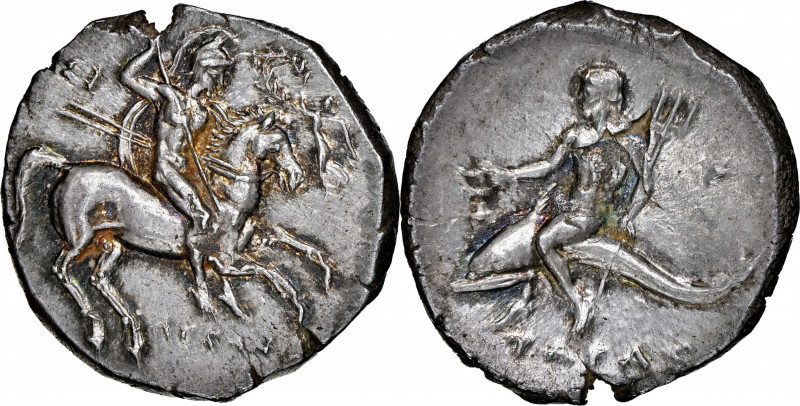 ITALY. Calabria. Tarentum. AR Didrachm (Nomos) (6.50 gms), ca. 280-272 B.C. NGC ...