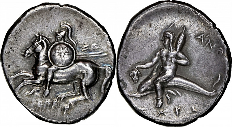 ITALY. Calabria. Tarentum. AR Didrachm (Nomos) (6.27 gms), ca. 280-272 B.C. NGC ...