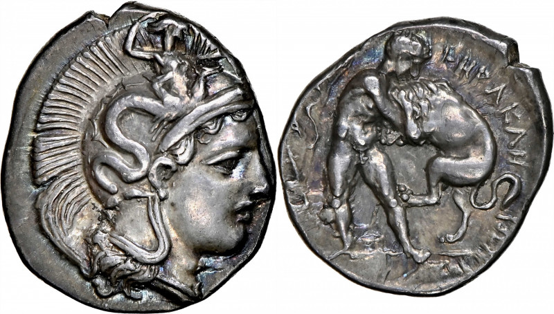 ITALY. Lucania. Herakleia. AR Diobol (1.42 gms), ca. 432-330 B.C. NGC AU★, Strik...