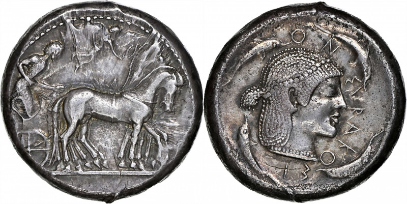 SICILY. Syracuse. Deinomenid Tyranny, 485-466 B.C. AR Tetradrachm (17.32 gms), s...