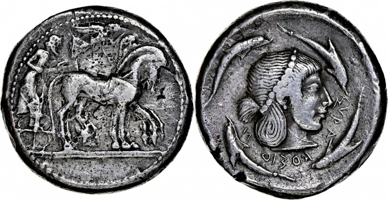 SICILY. Syracuse. Deinomenid Tyranny, 485-466 B.C. AR Tetradrachm (17.06 gms), s...