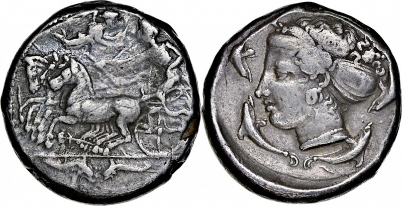 SICILY. Syracuse. Second Democracy, 466-406 B.C. AR Tetradrachm (17.36 gms), Die...