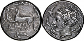 SICILY. Syracuse. Dionysios I, 406-367 B.C. AR Tetradrachm (17.36 gms), Unsigned dies in the style of Eukleidas, ca. 405-395 B.C. NGC EF, Strike: 4/5 ...
