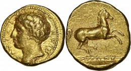 SICILY. Syracuse. Dionysios I, 406-367 B.C. AV 50 Litrai (Dekadrachm) (2.92 gms), ca. 405-400 B.C. NGC Ch VF, Strike: 5/5 Surface: 4/5. Fine Style.
...