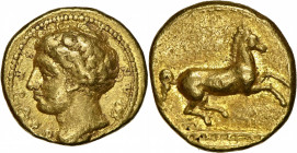 SICILY. Syracuse. Dionysios I, 406-367 B.C. AV 50 Litrai (Dekadrachm) (2.87 gms), ca. 405-400 B.C. NGC VF, Strike: 5/5 Surface: 4/5. Fine Style.

HG...