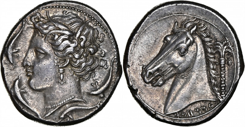 SICILY. Siculo-Punic. Entella. AR Tetradrachm (17.10 gms), c.320-300-BC. NGC AU★...