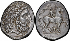 MACEDON. Kingdom of Macedon. Philip II, 359-336 B.C. AR Tetradrachm (14.45 gms), Amphipolis Mint, ca. 348-342 B.C. NGC Ch EF, Strike: 4/5 Surface: 5/5...