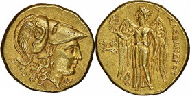 MACEDON. Kingdom of Macedon. Alexander III (the Great), 336-323 B.C. AV Stater (8.58 gms), Lampsakos Mint, lifetime issue, ca. 328/5-323 B.C. NGC Ch A...