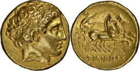 MACEDON. Kingdom of Macedon. Time of Philip II to Alexander III (the Great), 340/36-328 B.C. AV Stater (8.57 gms), Pella Mint. NGC Ch EF, Strike: 5/5 ...