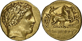MACEDON. Kingdom of Macedon. Time of Philip II to Alexander III (the Great), 340/36-328 B.C. AV Stater (8.60 gms), Pella Mint. NGC EF, Strike: 5/5 Sur...