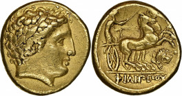 MACEDON. Kingdom of Macedon. Time of Philip II to Alexander III (the Great), 340/36-328 B.C. AV Stater (8.56 gms), Pella Mint. NGC Ch VF, Strike: 4/5 ...
