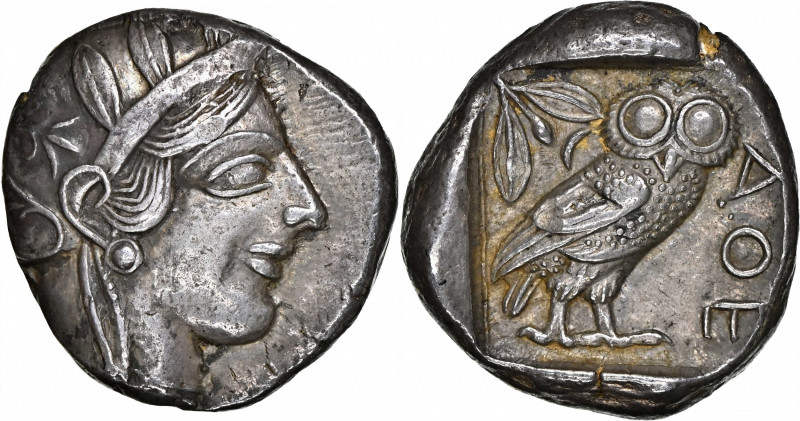 ATTICA. Athens. AR Tetradrachm (17.13 gms), ca. 454-404 B.C. NGC Ch EF, Strike: ...