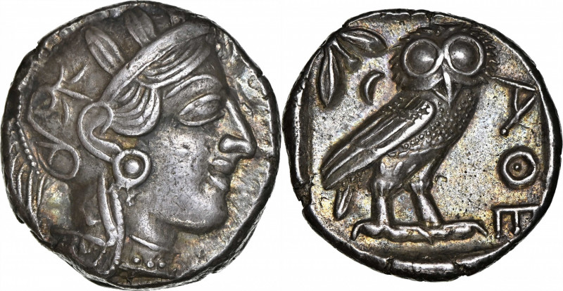 ATTICA. Athens. AR Tetradrachm (17.12 gms), ca. 454-404 B.C. NGC Ch EF, Strike: ...