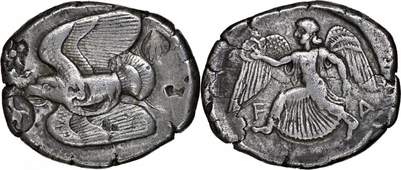 PELOPONNESOS. Elis. Olympia. AR Stater (12.00 gms), "Zeus" Mint, ca. 468-460 B.C...