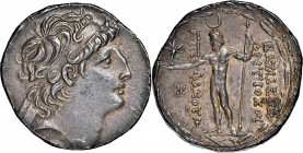 SYRIA. Seleukid Kingdom. Antiochos VIII Epihanes (Grypos), 121/0-97/6 B.C. AR Tetradrachm (16.95 gms), Ake-Ptolemais Mint, 121/0-113 B.C. NGC Ch EF, S...