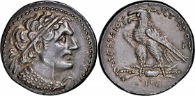 PTOLEMAIC EGYPT. Ptolemy V Epiphanes, 204-180 B.C. AR Tetradrachm (14.33 gms), Uncertain Mint, possibly in Cyprus, dated year 82 (181/0 B.C.). NGC Ch ...