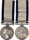 1848 British Naval General Service medal with one clasp. 14 DEC BOAT SERVICE 1814. Silver, 36 mm. MY-94 (clasp ccxxxiii), BBM-39. About Uncirculated....