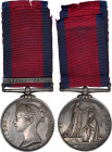 1848 British Military General Service medal with one clasp. CHATEAUGUAY. Silver, 36 mm. MY-98 (clasp xxi), BBM-44. Extremely Fine.

P. GODBOUT, CANA...