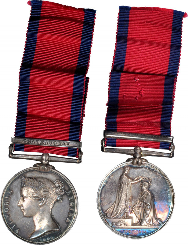 1848 British Military General Service medal with one clasp. CHATEAUGUAY. Silver,...