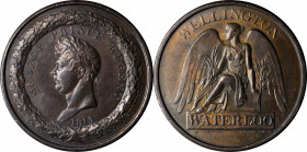 1815 Waterloo medal pattern. Copper, 36 mm. Unlisted in MY, BBM, or BHM. Dies by Thomas Wyon. Choice About Uncirculated.

Plain edge. A handsome tri...