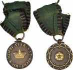 1816 Saxe-Gotha-Altenburg medal. Bronze, Damascened, 42 mm. MY-103. Original edge mount loop, ring, and slightly frayed decorative green ribbon. Extre...