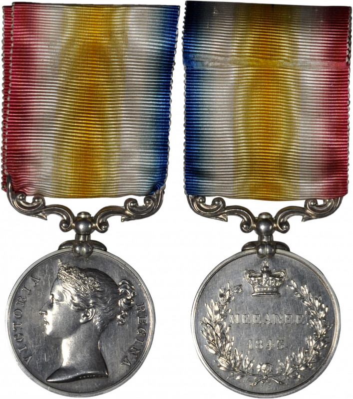 1843 Scinde Meeanee medal. Silver, 36 mm. MY-111, BBM-64. Swivel mount and silve...