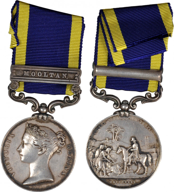 1849 Punjab medal with one clasp: MOOLTAN. Silver, 36 mm. MY-114, BBM-68. Swivel...