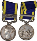 1849 Punjab medal with one clasp: MOOLTAN. Silver, 36 mm. MY-114, BBM-68. Swivel mount and scroll suspension. Very Fine.

"Lt E.A. HARDY 1st REGt L....
