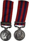 1854 India General Service medal with one clasp: JOWAKI 1877-8. Silver, 36 mm. MY-117 (clasp viii), BBM-70. Swivel mount and scroll suspension. About ...